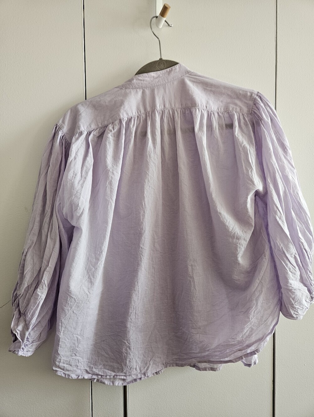 Rebecca Taylor Lavender Cotton Blouse w/ Voluminous Sleeves - S - Picture 2 of 4